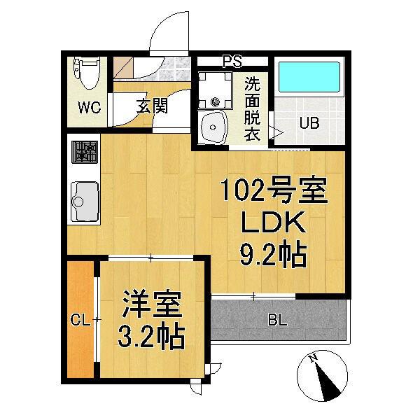 GRANDTIC ROXA(1LDK/1階)の間取り写真