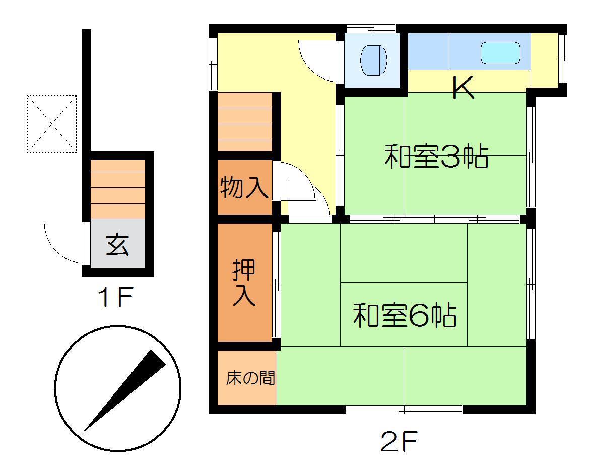 森アパート2(2K/2階)の間取り写真