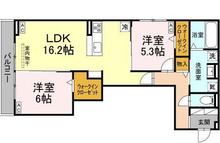 ルヴィータ広瀬(2LDK/2階)の間取り写真