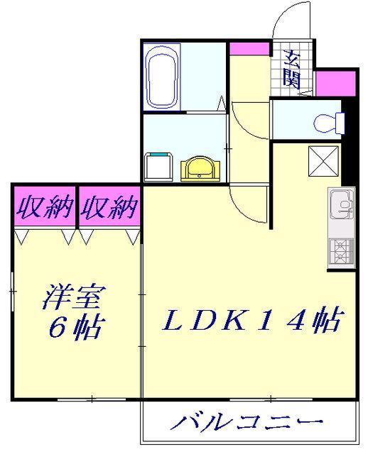 ペイサージュ(1LDK/1階)の間取り写真