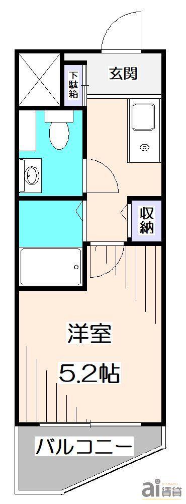 AIFORT.氷川台I(1K/2階)の間取り写真