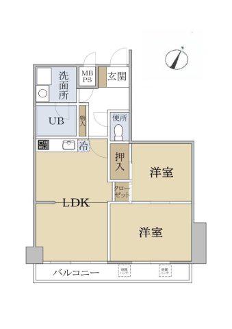 秀和第二多摩川レジデンス(2LDK/3階)の間取り写真