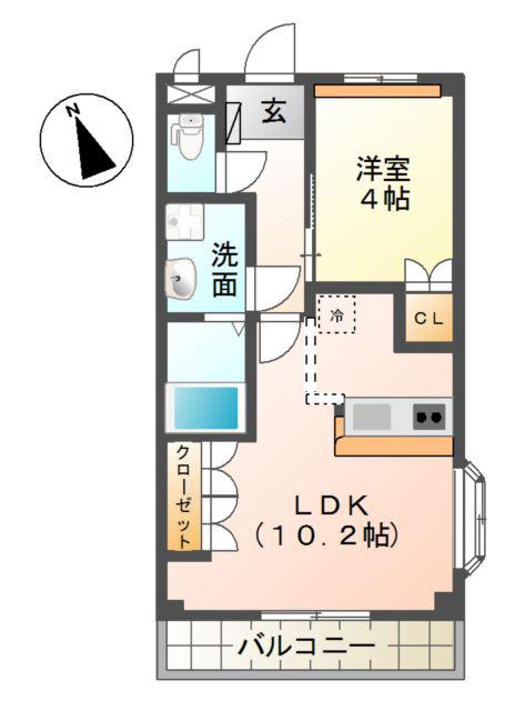 グリフィンドールII番館(1LDK/2階)の間取り写真