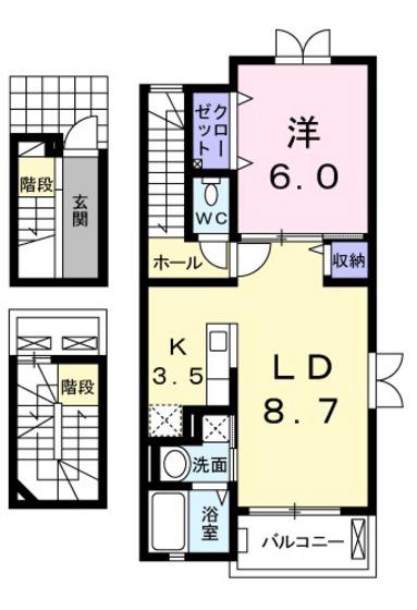 ウィステリアガーデンA(1LDK/3階)の間取り写真