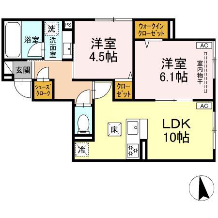 スリジエ(2LDK/1階)の間取り写真