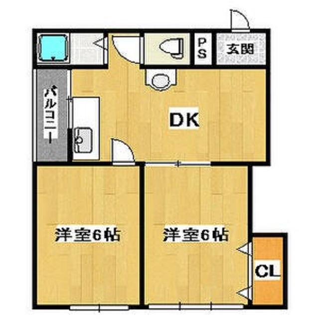 マンション丸保(2DK/2階)の間取り写真
