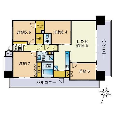 MJR九大学研都市レジデンス(4LDK/7階)の間取り写真