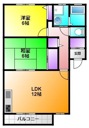 リバーサイド権現(2LDK/1階)の間取り写真