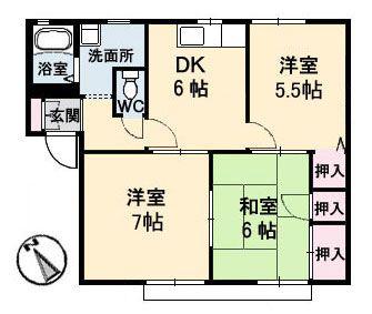 フレグランス新居 B棟(3DK/2階)の間取り写真