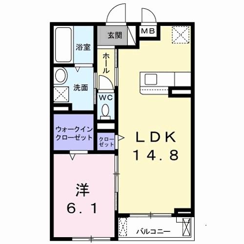 マカニカイ江井島(1LDK/3階)の間取り写真