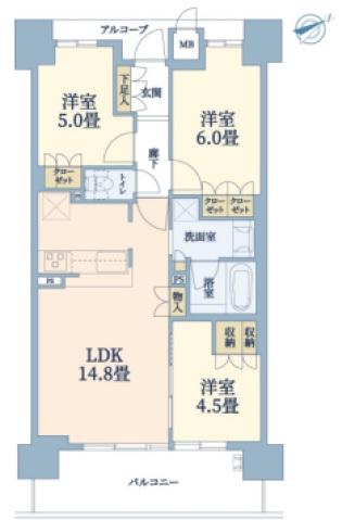 アークレジデンス大津中央(3LDK/10階)の間取り写真
