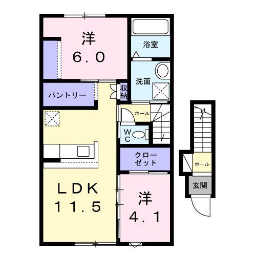 NEMARU森田(2LDK/2階)の間取り写真