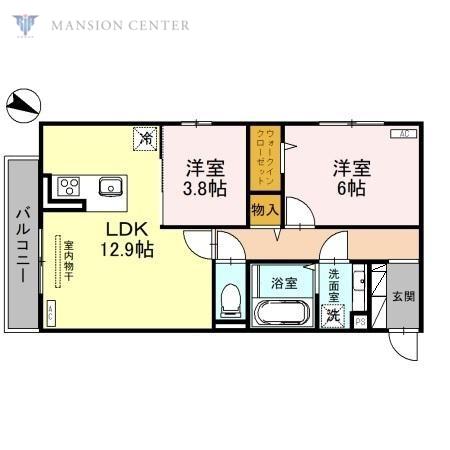 HANANO・SAYUME(2LDK/3階)の間取り写真