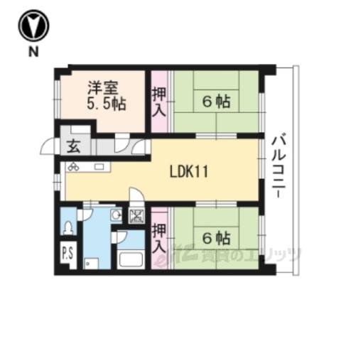 オウミビル(3LDK/5階)の間取り写真