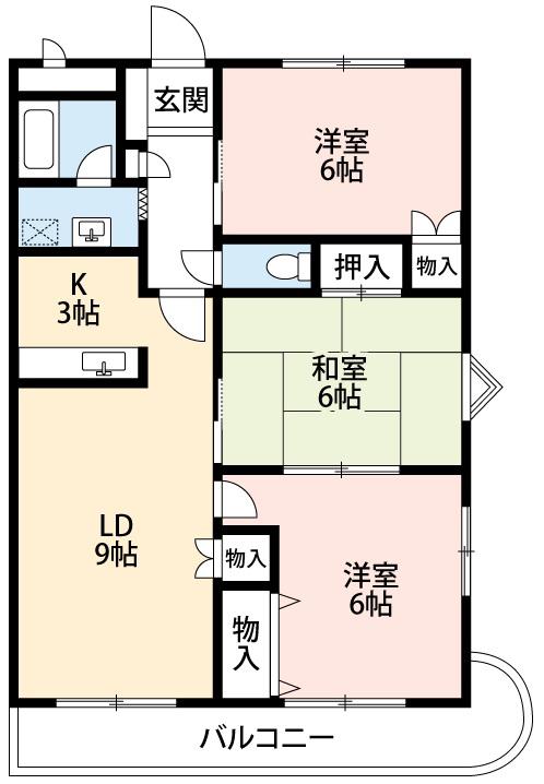 アーバン西岡崎(3LDK/4階)の間取り写真