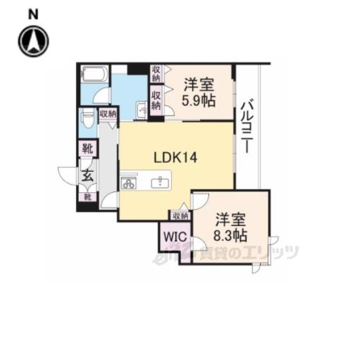 シャーメゾン ルクール(2LDK/2階)の間取り写真