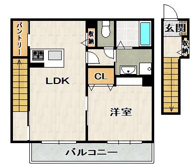 HIGHLIFE MAKIB棟(1LDK/2階)の間取り写真