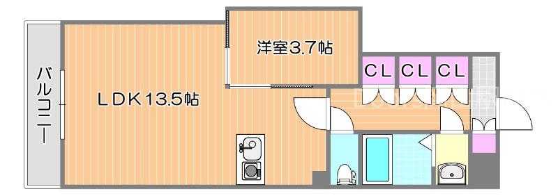 アルティザ東島田(1LDK/5階)の間取り写真
