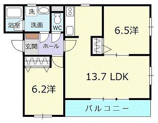 MNR深川(2LDK/3階)の間取り写真
