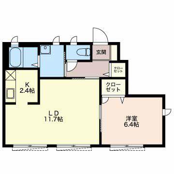 ブランシェ・K A棟(1LDK/1階)の間取り写真