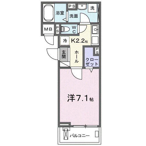 ヒカルサ四日市西浜田(1K/2階)の間取り写真
