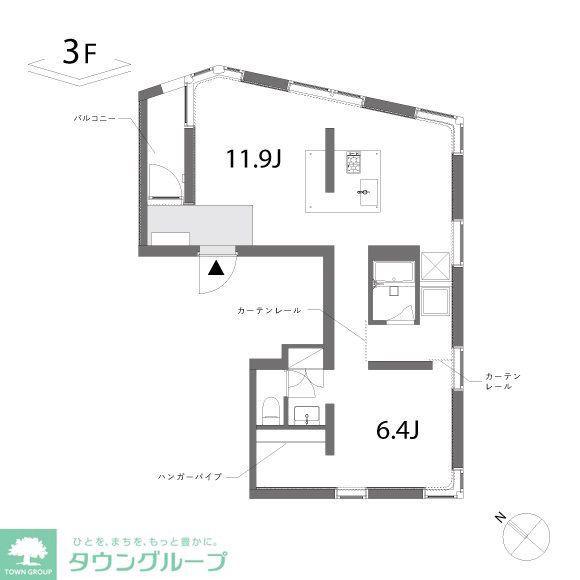 シモメアパートメント(1LDK/3階)の間取り写真