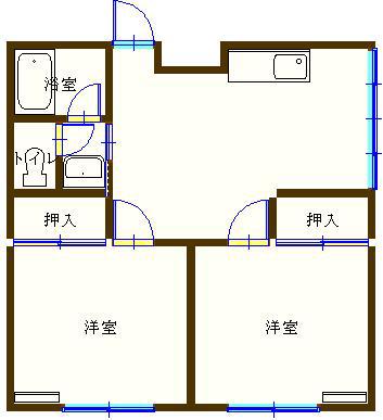 シェラトンサウス(2DK/1階)の間取り写真