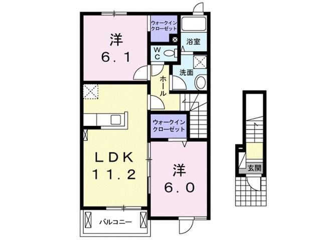 ブリランテII(2LDK/2階)の間取り写真
