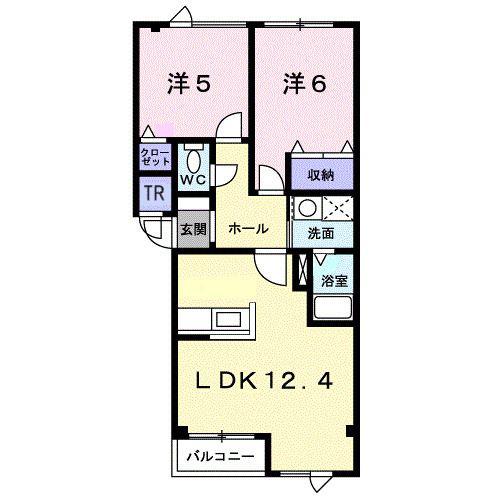 ハイツ祝梅(2LDK/1階)の間取り写真