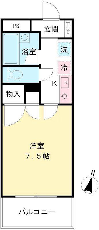 グランシャリオ(1K/2階)の間取り写真
