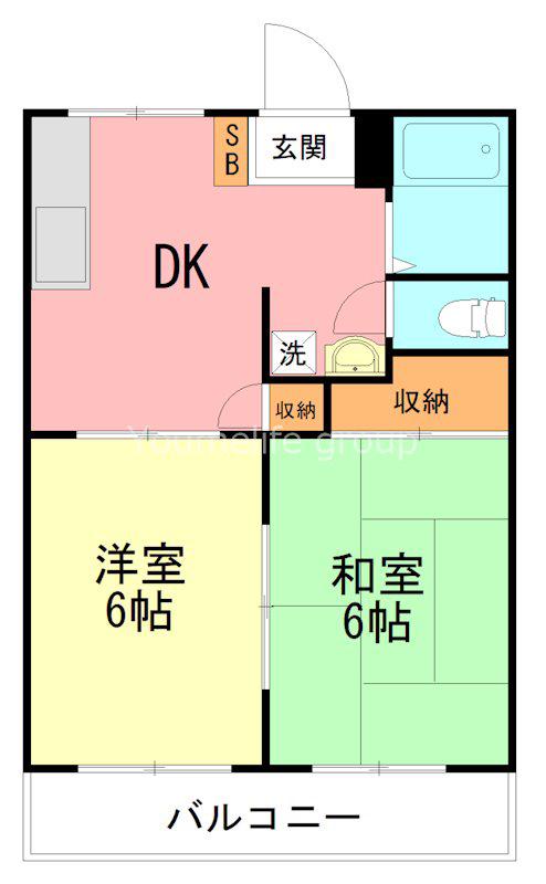フロム・セカンド(2DK/1階)の間取り写真