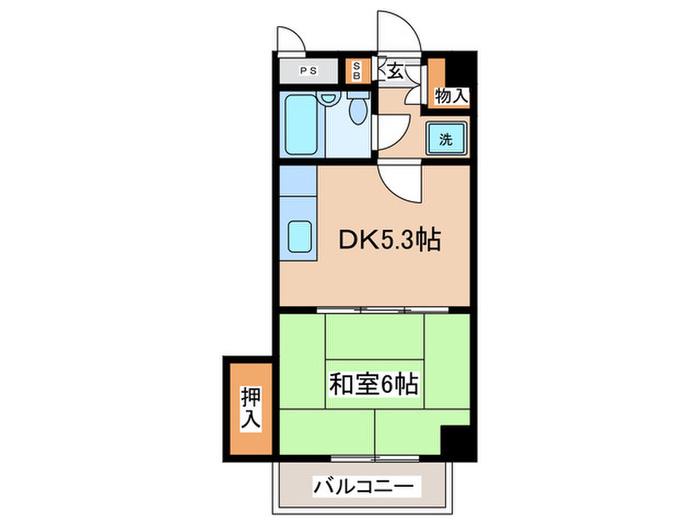 セダーパック(1DK/2階)の間取り写真