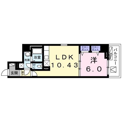 HAPPY HILLS(1LDK/2階)の間取り写真