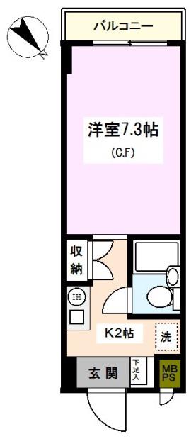 ドルフ安藤橋III(1K/6階)の間取り写真
