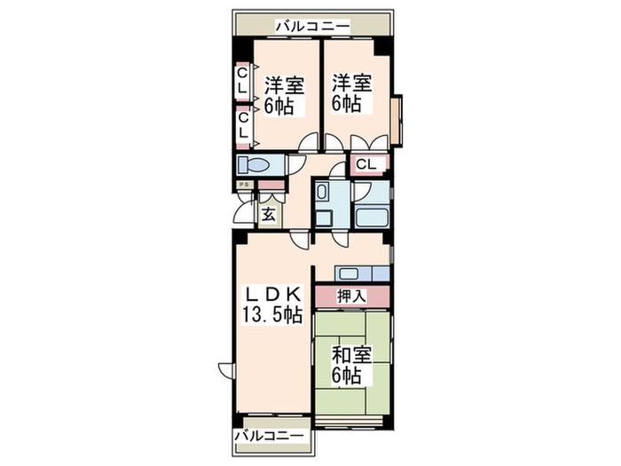 エミネンスみたけ台(3LDK/3階)の間取り写真