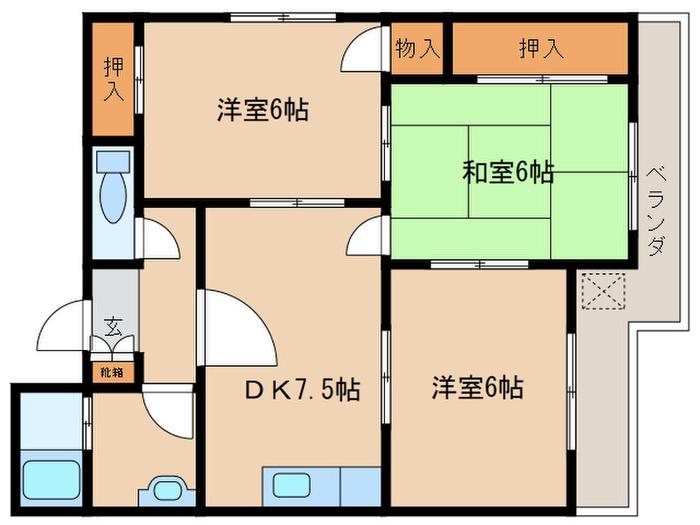 加納ハイツ(3DK/3階)の間取り写真