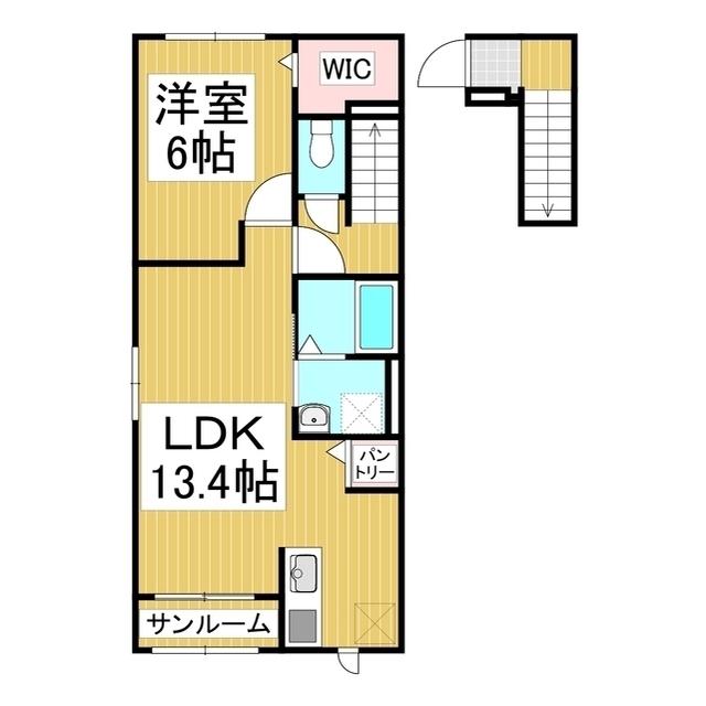 サジテール 青木島(1LDK/2階)の間取り写真