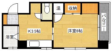 的場ハイツ(1K/3階)の間取り写真
