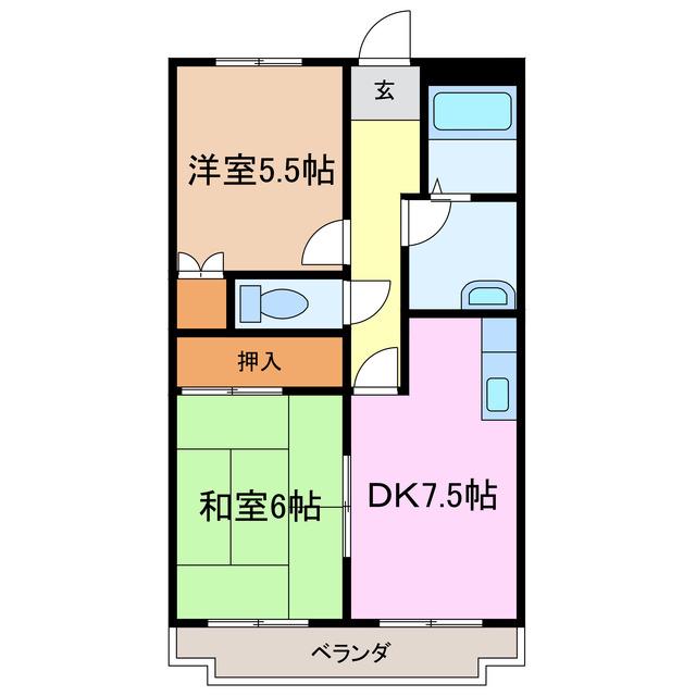 グランデージュ美咲(2DK/1階)の間取り写真