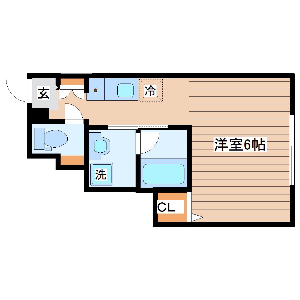 クロレ長町(1K/1階)の間取り写真