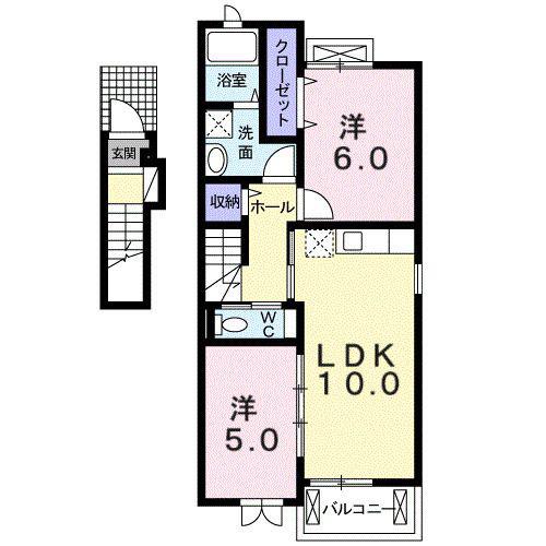 プリンセスガーデンK・I(2LDK/2階)の間取り写真