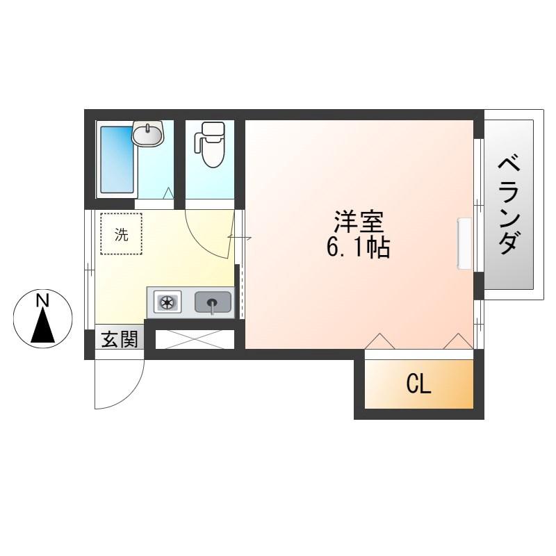 メゾンド岡野(1K/2階)の間取り写真