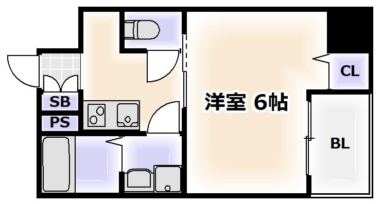エスリード難波ステーションゲートサウステラス(1K/4階)の間取り写真