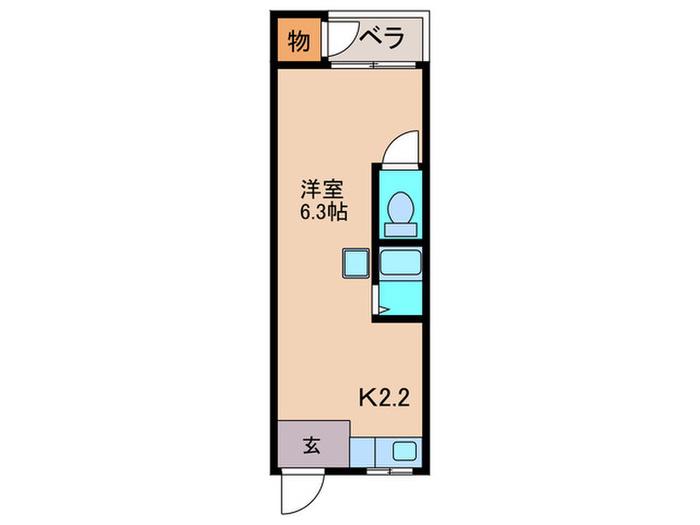 加茂文化(1K/2階)の間取り写真