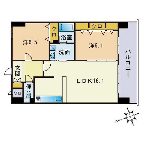 レジデンス博多(2LDK/7階)の間取り写真