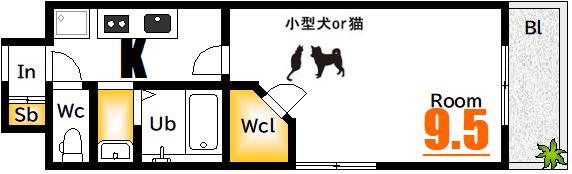 ウイング宝町フォース(1K/7階)の間取り写真