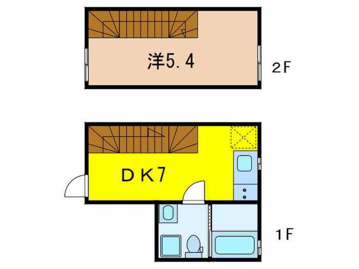 HAKUA(1DK/2階)の間取り写真
