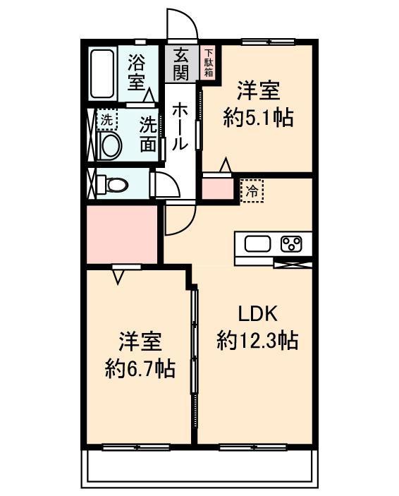 HOUSE・U(2LDK/2階)の間取り写真