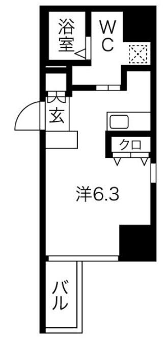 アクアプレイス北浜(1K/3階)の間取り写真