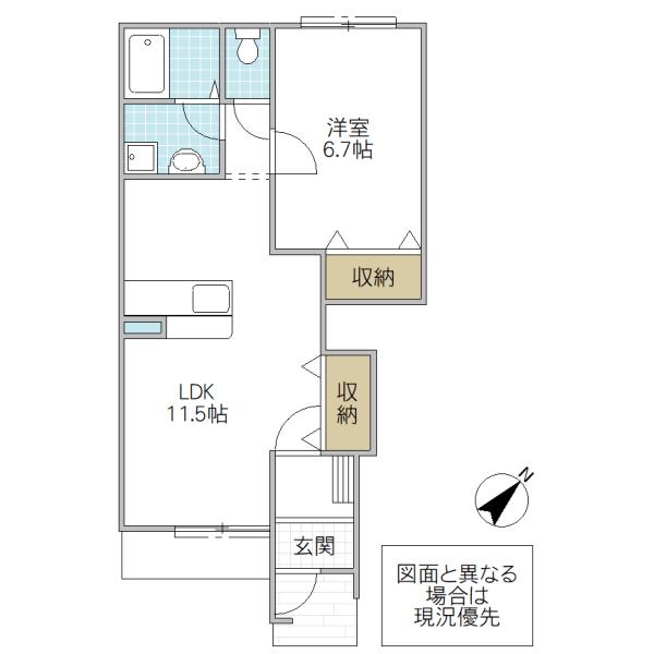 グランディア赤塚(1LDK/1階)の間取り写真